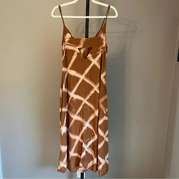 The Odells Anthropologie Morgana Midi Dress Brown Tan Cream Small Coastal Boho - Picture 5 of 7
